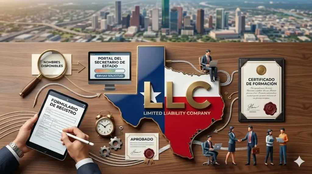 cómo registrar una LLC en Texas con pasos, formulario, portal estatal y certificado de formación