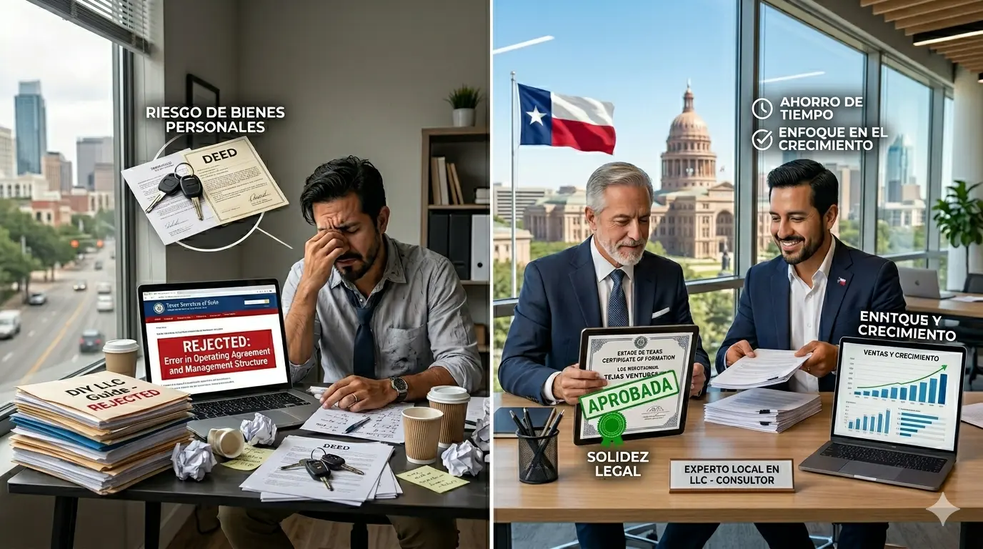Comparativa entre registrar una empresa en Texas por cuenta propia y hacerlo con un profesional especializado